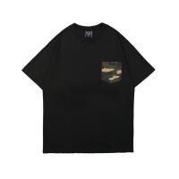 Camiseta con bolsillo de camuflaje para hombre, camisas informales militares con estilo, ropa de calle de algodón pesado, color blanco y negro, 2021 - details 3