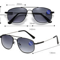 Gafas de sol de lectura bifocales con doble puente, lentes grises con memoria elástica, cómodas, protección UV + 0,75 a + 4 - details 1