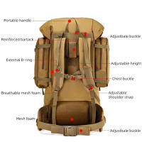Mochila de gran capacidad para acampar, bolso de hombro de viaje para senderismo al aire libre, impermeable, escalada, montañismo, 100l - details 5