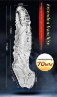 Extensiones de manga Leten, condones para hombres, vibradores retardantes de agrandamiento, anillo de cristal, cubierta vibratoria, Juguetes sexuales para hombres - details 1