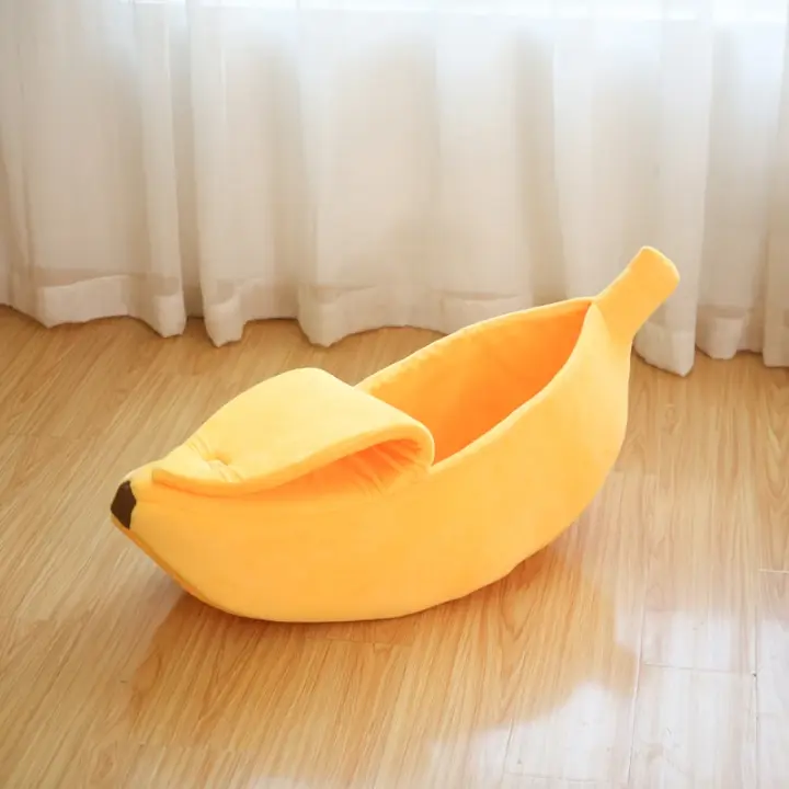 Cama de Mascota en Forma de Banana Mediana Almohada Cálida para Gatos y Perros - 1