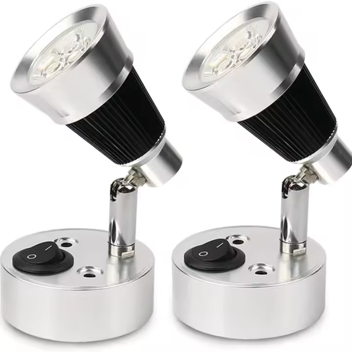 Luz de lectura de pared con punto LED de 12 V, luz LED para automóvil de 2 piezas, interruptor ajustable, entrada - 1