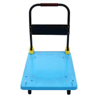 Camión de mano plegable con plataforma azul, carrito de mano de empuje, resistente, ahorro de espacio, con capacidad de carga de 400 kg y 4 ruedas - details 8