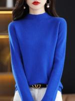 100% suéter de cachemira de lana merina, suéter tejido para mujer, jerséis de manga larga con cuello alto, ropa de otoño e invierno, Jersey cálido, Tops - details 8
