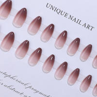 Uñas postizas ultraflexibles de larga duración, prensa de almendra degradado marrón, decoración DIY - details 1