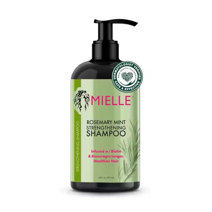 Mielle Organics Champú fortalecedor de menta y romero con biotina, limpia y ayuda a fortalecer el cabello débil y quebradizo, 12 - 1