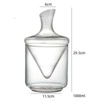 Botella de vidrio con cubo para hielo, vidrio soplado a mano sin plomo, giro y balanceo rápidos, botella de whisky, 1000 ml - details 5
