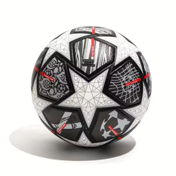 Pelota De Fútbol De Cuero PU, Balón De Fútbol Para Entrenamiento Y Competición, Con Aguja Y Balón rojo, 1 unidad - 1
