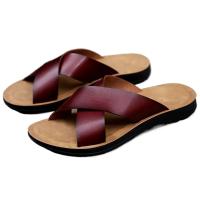 Sandalias informales de cuero suave para hombre, zapatillas de playa transpirables para Hotel, chanclas clásicas de cuero, zapatos cómodos de moda para exteriores, verano - details 0
