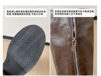 Nueva plataforma retro caballero botas ensanchadas de tubo alto de cuero suave plisado de tacón alto - details 8