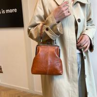 Bolso de hombro elegante con cierre de beso, bolso cruzado de estilo chino Retro de cuero PU, bolso de mujer Vintage de gran capacidad de Color sólido - details 25