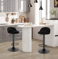 1 taburetes de bar de terciopelo 360. °   Sillas giratorias con respaldo, reposapiés, taburete de barra de altura ajustable con pata de metal para cocina, bar, hogar - details 5