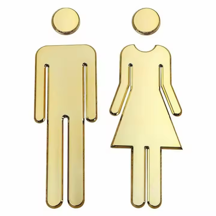 Señal de baño estereoscópica Discriminate, puerta de Wc, símbolo de mujer, símbolo de hombre, letrero para el hogar, símbolo de inodoro, pegatina de señalización para inodoro - 1