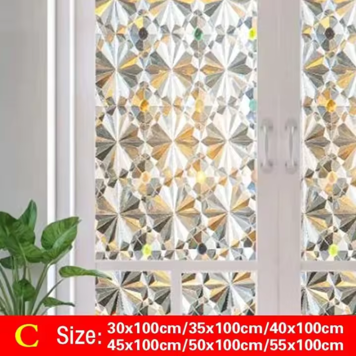 Etiqueta engomada decorativa teñida mate 3D, película autoadhesiva esmerilada de privacidad, calcomanía de ventana sin pegamento para vidrio - 1