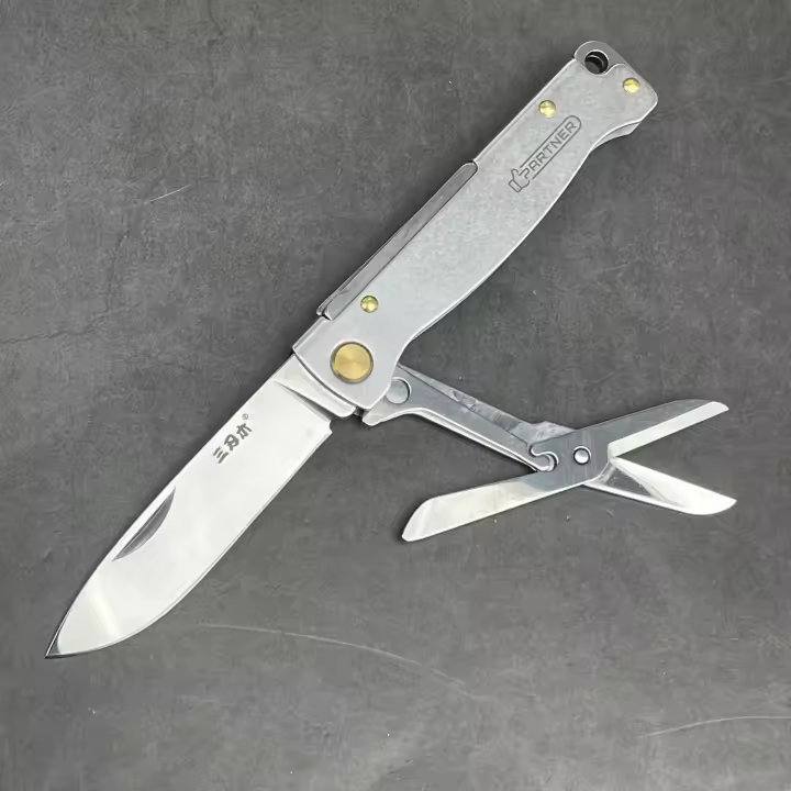 Cuchillo plegable de bolsillo PT711/PT721, acero 12C27, EDC, supervivencia, forro para acampar al aire libre, equipado con tijeras, herramienta multifunción 2024 - 1