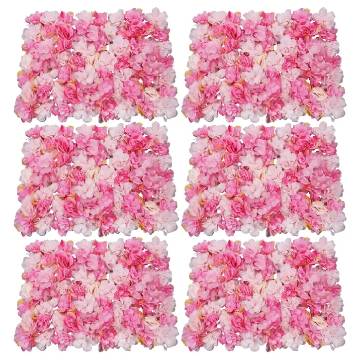 Paneles de Pared de Flor de Seda 6PCS 24" x 16" Fondo Floral con Hojas Panel de Flor Artificial - 1