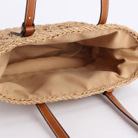 Bolso de paja hueco francés, tejido a mano, bolso de hombro para vacaciones en la playa, gran capacidad, versátil de color sólido - details 2