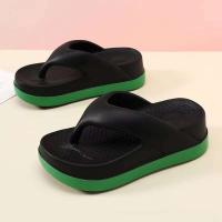 Chanclas de gran tamaño con suela gruesa rosa para mujer de verano para uso informal antideslizante y zapatillas de playa - details 1