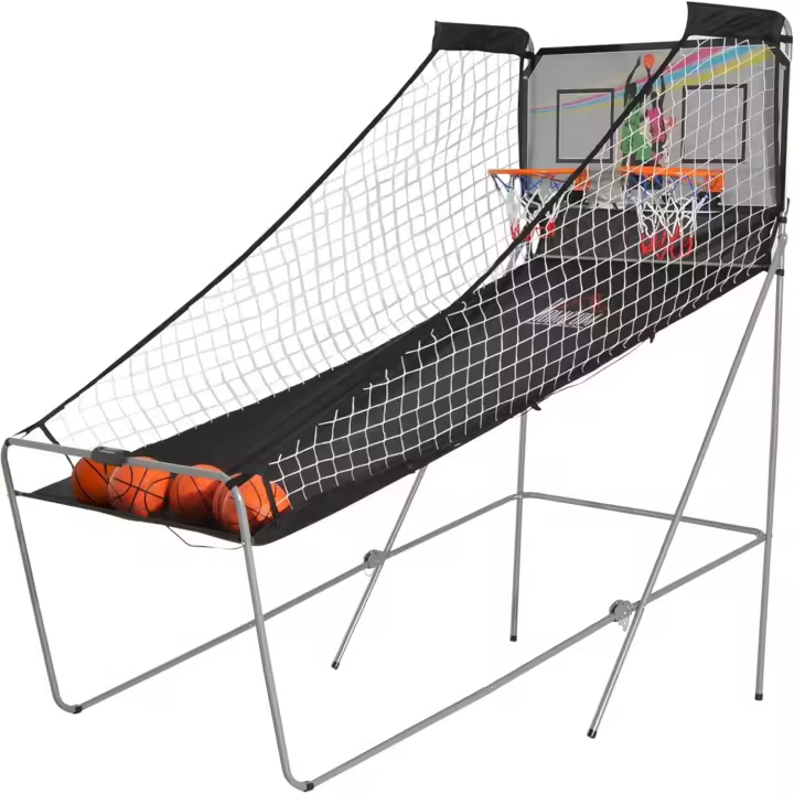 Juego de Baloncesto Plegable y Portátil con Cuentador Electrónico 4 Pelotas, Soporte de Acero, Negro y Blanco 205x110x205cm - 1