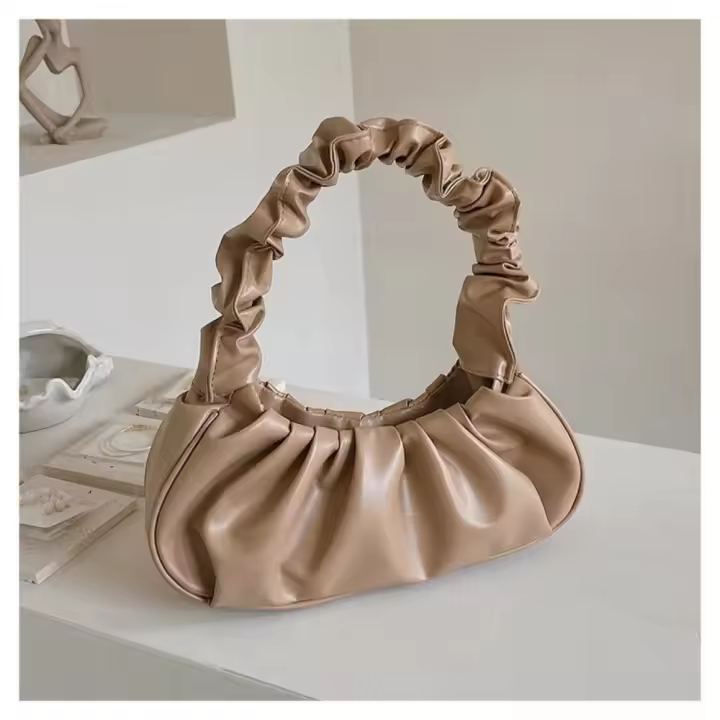 Bolso Bolso de bola de masa hervida de un hombro para mujer Bolso francés Bolso de nube de moda Bolso portátil plegable para las axilas - 1
