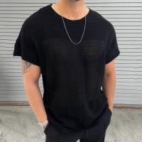Camiseta Punto Hombre Verano 2025 Tejido de Algodón Transpirable Cuello Redondo Manga Corta Ligera - details 7