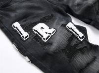 Pantalones vaqueros negros retro con agujeros para hombre, pantalones ajustados elásticos de moda, pantalones versátiles para hombre - details 4