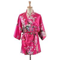 Kimono japonés con estampado de pavo real para mujer, ropa de dormir de estilo corto de satén de seda, camisón de casa, bata de baño, disfraz - details 12