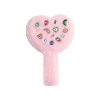 Espejo de mano de amor portátil coreano, espejo de mano compacto bonito, mango de felpa, herramienta de maquillaje en forma de corazón para mujer - details 5