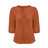 Camiseta de verano "Mujer 2025 con cuello en V, lino y algodón, holgada y transpirable, estilo boho-chic - Moda informal y elegante" "Mujer con cuello en V, algodón, transpirable, - Moda" - details 20