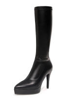 2025 Otoño/Invierno nuevas botas elásticas de gama alta, botas de moda de tacón alto con plataforma de agua puntiagudas - details 11