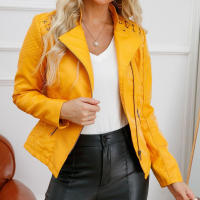 Chaqueta de Mujer de Cuero Sintético Estilo Varsity Moto Biker Bomber Ligera Casual Outerwear Short Coats con Cierre de Cremallera y Forro de Poliéster Adecuada para Otoño e Invierno - details 6