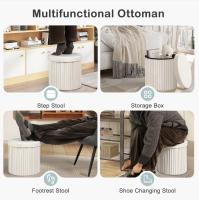 Otomano de Terciopelo Plegable de Almacenamiento MDF Tapa Desmontable con Cojín - details 2