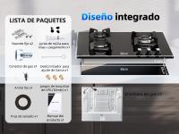 Campana de Gas de Vidrio WEHIMO de 3 Burneros 59 cm, 7750 W, 3 Zonas de Cocina, Adecuada para Todas las Ollas Instalación Integrada, Control de Pomo - details 7