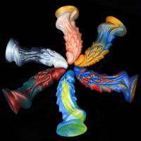 Silicona líquida de colores mezclados, gran simulación con forma irregular, tapón anal vestibular, pene falso para productos de mujer - details 1
