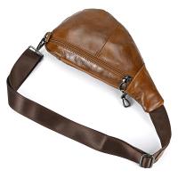 Bolso de pecho de cuero de vaca suave para hombres, paquete de pecho de cuero genuino, bandolera pequeña, bolso antirrobo, café - details 8