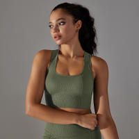 Nessaj-Sujetador deportivo sin costuras, top a prueba de golpes, cómodo Chaleco de gimnasio, color sólido, para entrenamiento, correr - details 13