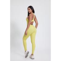 Mono de yoga con espalda de carreras para mujer, cremallera frontal, mallas deportivas de una pieza con espalda abierta - details 7
