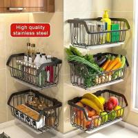 Cesta de acero inoxidable, organizador de iluminación para frutas y drenaje, estante para verduras y especias montado en la pared, utensilios de cocina - details 1