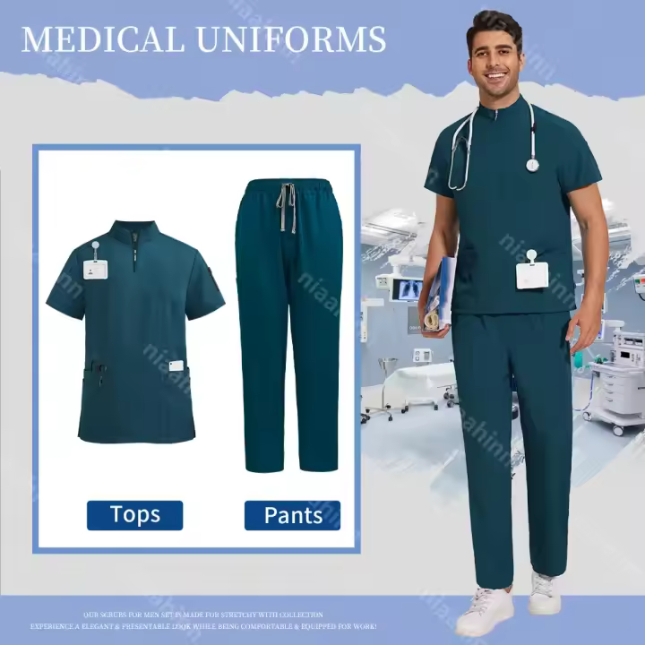 ropa médica para hombre, uniforme de hospital, traje exfoliante, ropa de trabajo quirúrgica, accesorios de enfermera, traje de trabajo para el cuidado de mascotas - 1