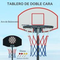 Canasta de Baloncesto Portátil Ajustable de Altura Juego de Baloncesto al Aire Libre con Tablero de Dardos Aro de Baloncesto Negro para Adolescentes y Adultos - details 2