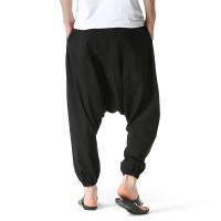 Pantalones de Lineno y Algodón para Hombres Pantalones Anchos Casuales con Cintura Baja - details 4