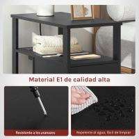 Mesita Auxiliar con Enchufe, Mesa Salón con 2 Cajones y 2 Estantes de Almacenaje, Mesa Delgada con Enchufe y Puertos USB, Apta para Salón y Dormitorio, Negro, 60x60x30 cm, BTS28sz - details 5