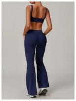 Conjuntos de Yoga de 2 uds., trajes de entrenamiento de realce para mujer, trajes de gimnasio, sujetador corto de cintura alta, pantalones cortos acampanados, trajes para Fitness y correr - details 20