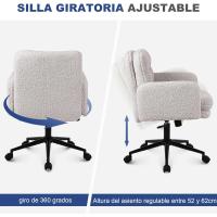 Silla Oficina de Respaldo Alto, Cómoda Silla Tocador con Altura Ajustable, Sillas Ordenador para Hogar y Dormitorio, Crema - details 28