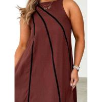 Vestido Holgado Sin Mangas a Rayas de Color Sólido Simple para Mujer Moda 2025 - details 5
