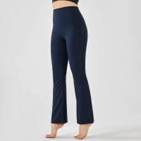 Pantalones de entrenamiento elásticos de yoga de cintura alta para mujer, pierna ancha, acampanados, color sólido, para Fiess - details 8