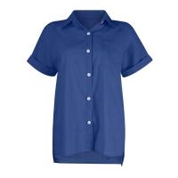 Camisa Simple y a la Moda para Mujer Algodón y Lino Informales, Clásicas con Manga Corta y Borlas - details 63