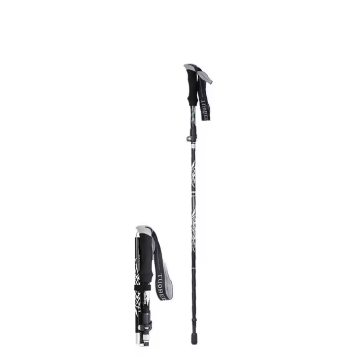 Bastones de Trekking plegables, bastón telescópico para escalada y senderismo, bastón para caminar, equipo para exteriores, bastón de autodefensa - 1