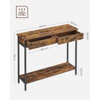 Consola 2 Cajones Marco Acero Estable para Pasillo Dormitorio Salón Estilo Industrial Gris Carbón y Negro Tinta LNT015B07 - details 7