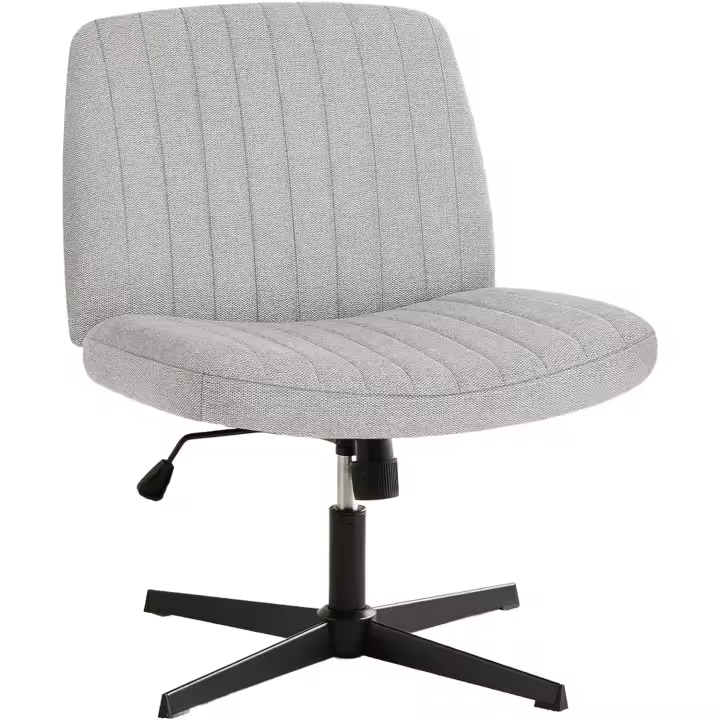 Silla de Oficina Moderna Ajustable Estilo Cruzado de Piernas Ancha sin Brazos - 1